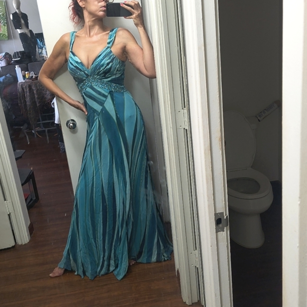 nina austin Silk Teal swirl stripes faircycore mermaid beaded Whimsigoth 4